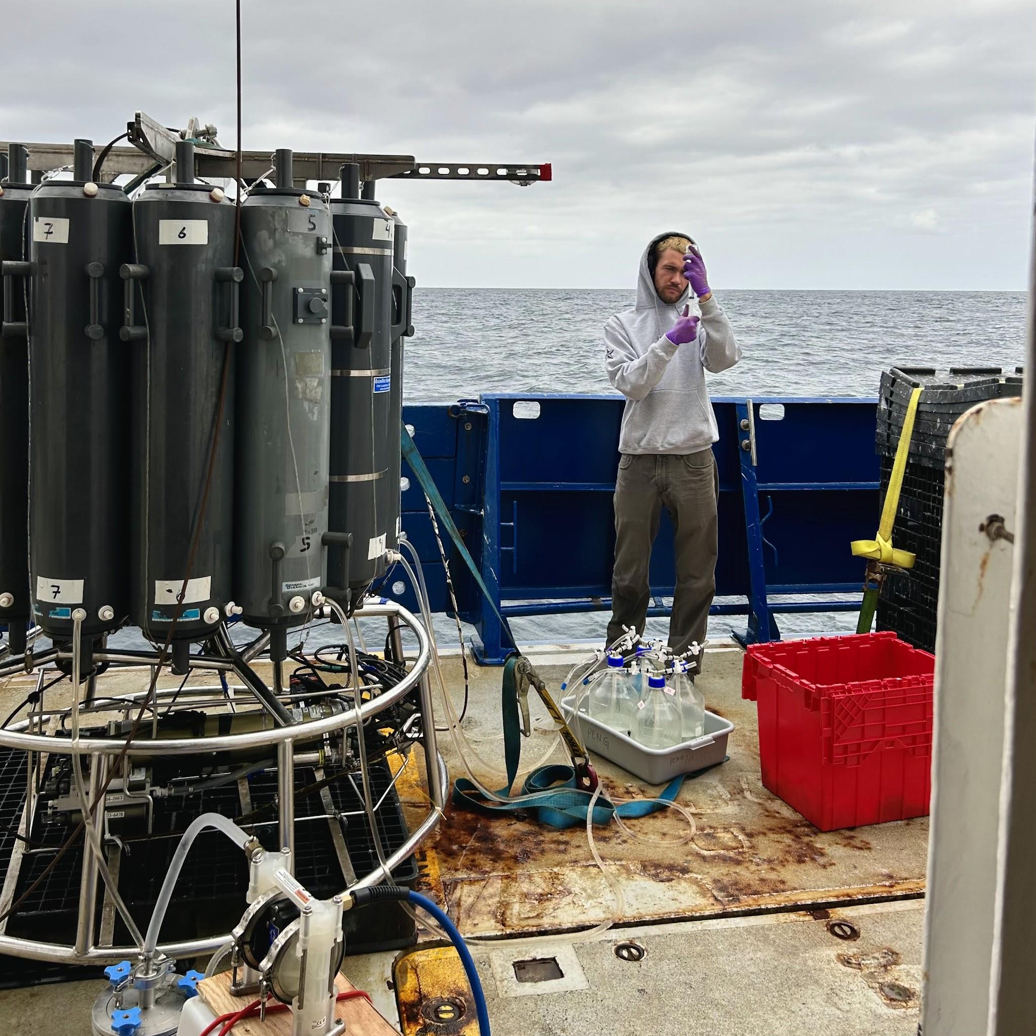 Sample collection near the CTD rosette