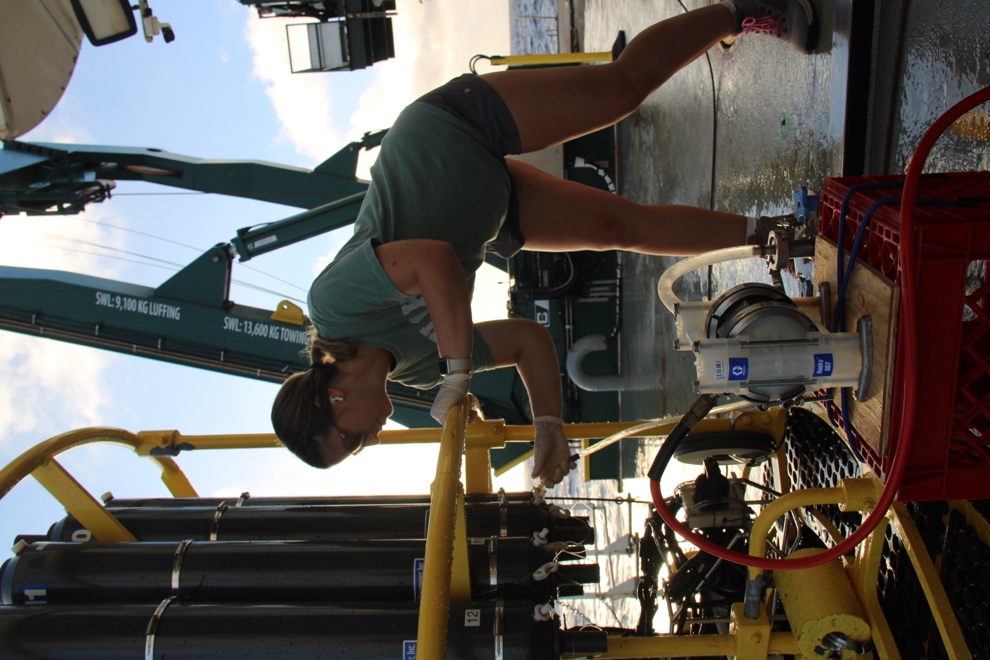 Jordan Lehman collecting DNA and RNA samples from the CTD with a diaphragm pump