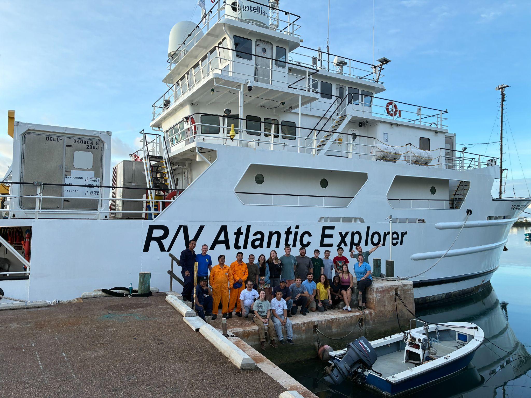 OFP cruise team in front of the R/V Atlantic Explorer