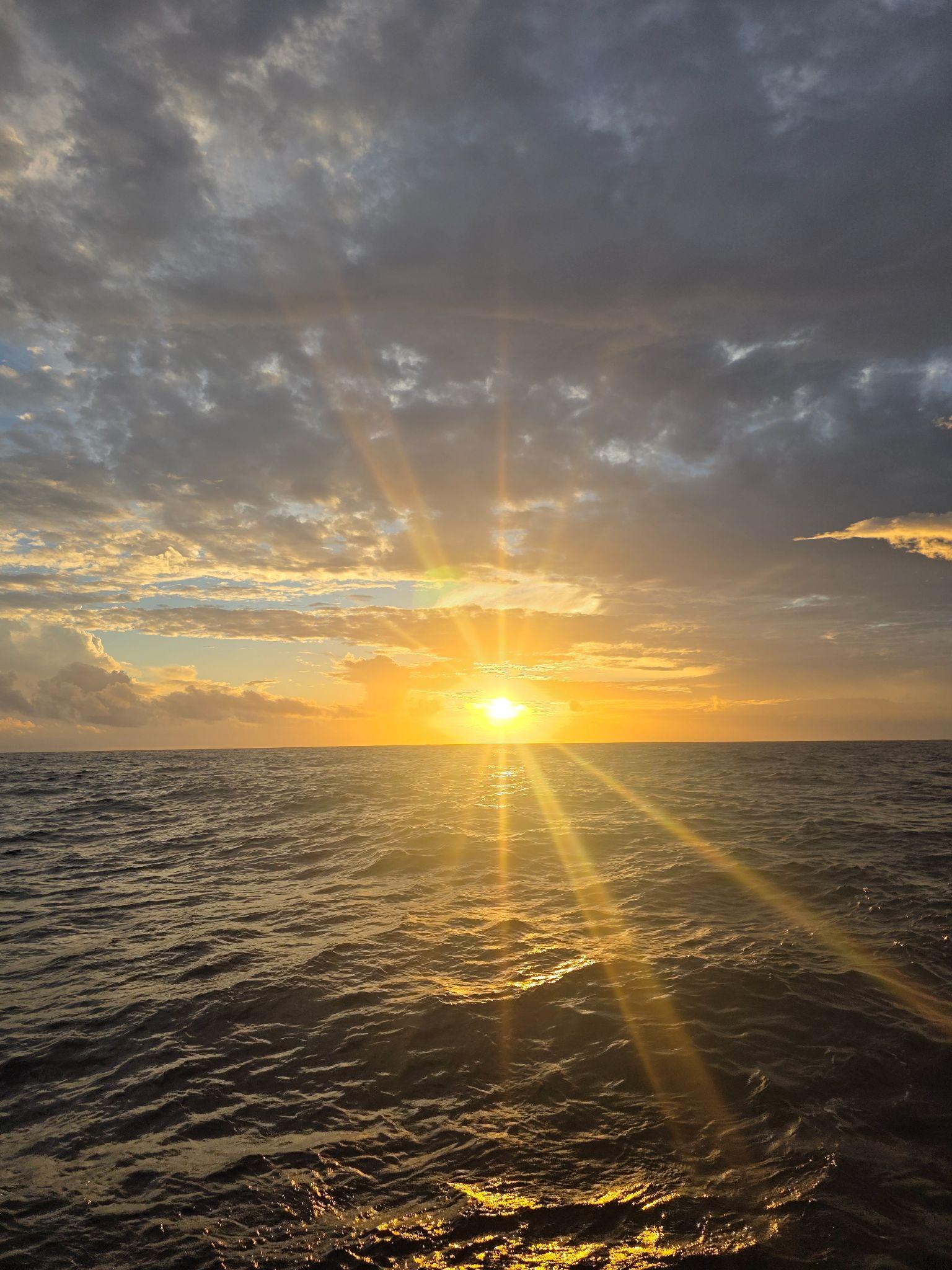 Sunset during filtration work aboard the R/V Atlantic Explorer