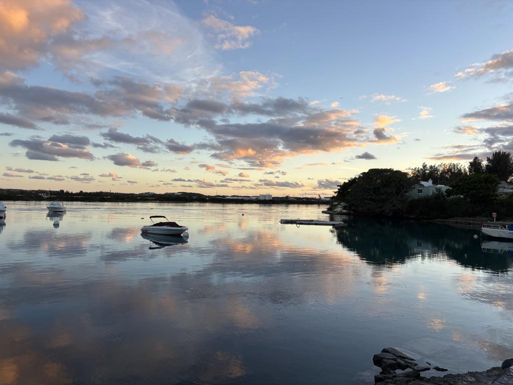 Sunset over water near BIOS
