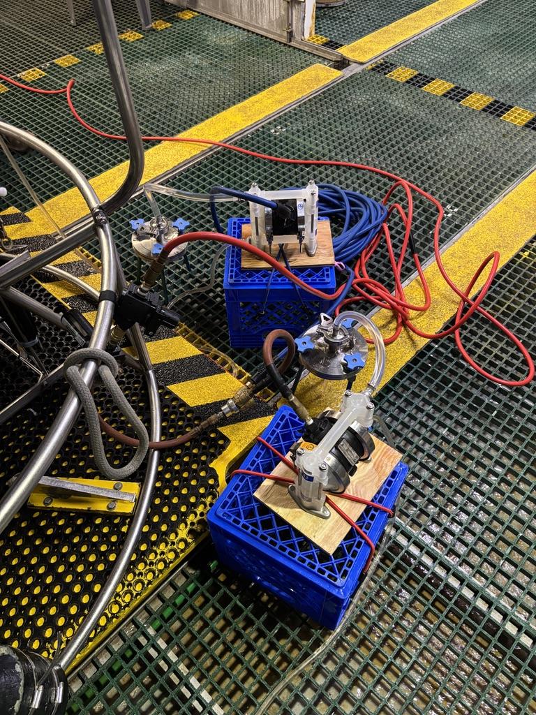 Working with research equipment aboard the R/V Atlantic Explorer